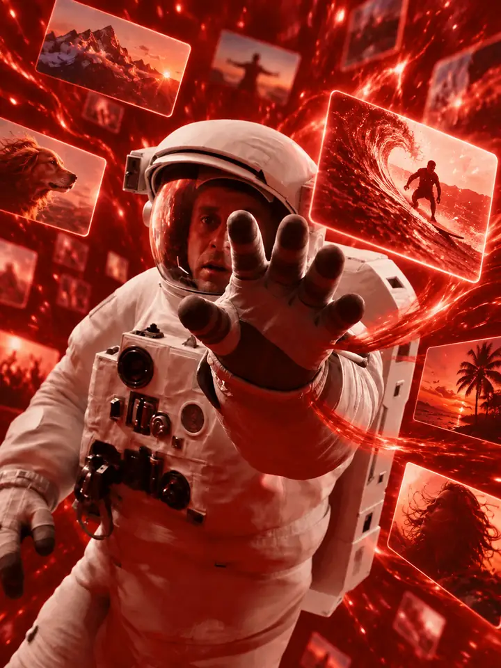 An astronaut scene in the project's media tray