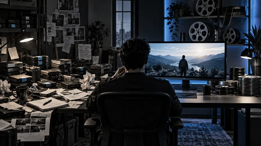 Illustration of a video editing workspace with a plain-language instruction